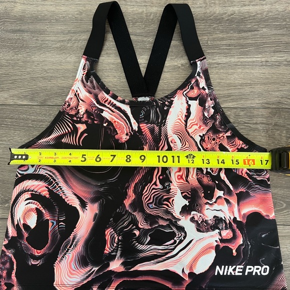 Nike Pro Dri-Fit Womens Pink & Black Marble Sports Crop Racerback Tank Top Small - Picture 3 of 11